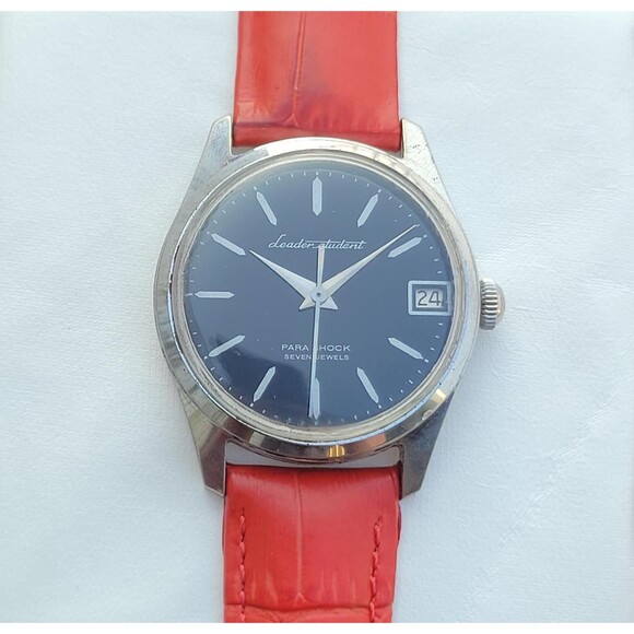 Vintage Citizen Leader Student Black Dial Para Shock Seven Jewels Rare 1960s - Picture 2 of 7